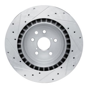 Lexus IS F Brake Rotor (1) - Rear Right - R1 Concepts - Drilled & Slotted - Silver - `08-`14